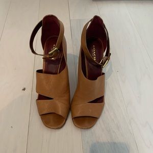 Coach Camel peep toe heels